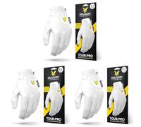 Lyle & Scott Tour Pro Premium Ultra Soft Cabretta Leather Golf Glove - Ultimate Grip, Moisture Control, Durable - Men's Golf Glove, White, Extra Large, Left Hand (Pack of 3)