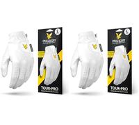 Lyle & Scott Tour Pro Premium Ultra Soft Cabretta Leather Golf Glove - Ultimate Grip, Moisture Control, Durable - Men's Golf Glove, White, Large, Left Hand (Pack of 2)