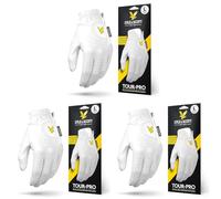 Lyle & Scott Tour Pro Premium Ultra Soft Cabretta Leather Golf Glove - Ultimate Grip, Moisture Control, Durable - Men's Golf Glove, White, Large, Left Hand (Pack of 3)