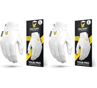 Lyle & Scott Tour Pro Premium Ultra Soft Cabretta Leather Golf Glove - Ultimate Grip, Moisture Control, Durable - Men's Golf Glove, White, Large, Right Hand (Pack of 2)