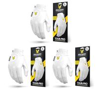 Lyle & Scott Tour Pro Premium Ultra Soft Cabretta Leather Golf Glove - Ultimate Grip, Moisture Control, Durable - Men's Golf Glove, White, Large, Right Hand (Pack of 3)