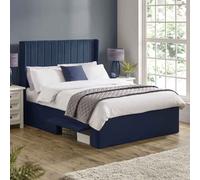 lylis velvet ottoman storage double bed in royal blue