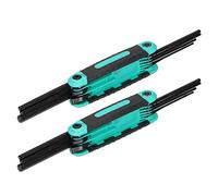 Lylithuif 8 in 1 Folding Hex Wrench Professional Multifunction Hand Tool for Tighten Remove Screws in Small Spaces Vanadium Steel Mirror Plated 2Pcs Set