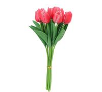 Lylithuif Artificial Tulip Flowers High Simulation Realistic Lifelike Touch Plastic Decor for Living Room Dinner Table 10pcs (Red)