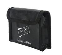 Lylithuif Battery Safe Bag Explosion Proof Fireproof Nylon Protective Pouch with Hook and Loop Closure for Mini 3 Pro Drone Batteries Black 10.5 x 7 x 4.3cm (2 Batteries Capacity)