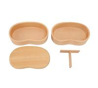 Lylithuif Box Double Deck Wood Japanese Lunch Containers with Removable Partition for Students Office Workers Natural Ashtree Material Lightweight Portable Design for Picnic Camping
