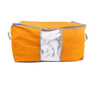 Lylithuif Foldable Clothing Organizer Storage Box Large Capacity Transparent Underbed Clothes Bag for Wardrobe Closet Organizing Non Woven Fabric Charcoal Fiber Orange 67L