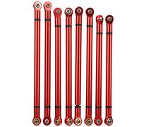 Lylithuif Metal Pull Rod Kit Upgrade Modified Parts Aluminum Alloy Lightweight Durable for Axial SCX10 1/10 Simulation Crawler Car Red Black Titanium Color 8PCS (Red)