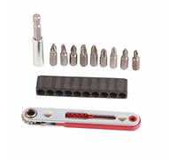 Lylithuif Ratchet Wrench Bit Set 2 Way Adjustable Spanner with Extension Socket 1/4in Screwdriver Bits Compact Multifunctional Tool for Tightening Screws in Narrow Spaces Chrome Vanadium