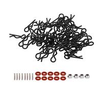 Lylithuif RC Car Body Clips Heavy Duty Universal Replacement Parts Secure Fixing for 1/16 1/18 Scale RC Vehicles Iron Material 17mm Length 1.0mm Diameter 60 Pieces Kit with Extra Pins Nuts (Black)