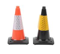 Lylithuif RC Traffic Cones Mini Road Car Reflective Safety Warning Model Toy for RC Car Obstacle Training and Outdoor Play Orange Black Plastic 2Pcs 43x43mm 74mm