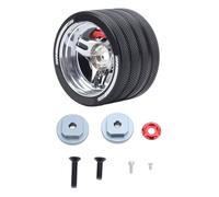 Lylithuif RC Transmitter Steering Hand Wheel Aluminum Alloy Replacement Accessory Realistic Disc Brake Design for SANWA FUTABA NB4 Series Remote Controllers (Silver)