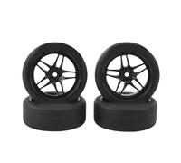 Lylithuif RC Wheels Rims Tires 4pcs Durable Plastic Wheel Rim Rubber Tire Set High Performance for 1/10 RC Racing Car Drifting Car 65mm Diameter 26mm Width 12mm Hex Hub (Black)
