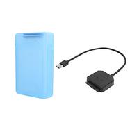 Lylithuif SATA USB 3.0 Adapter 2.5in 3.5in SSD HDD Hard Drive Cable with Protection Box for External Storage Use Fast Data Transfer ABS Black (Blue)
