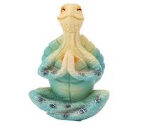 Lylithuif Sea Turtle Yoga Figurine Decoration Resin Handmade Summer Garden Decor Meditating Turtle Statue for Home Office Meditation Room Blue Color 7x10cm