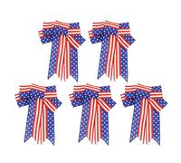 Lylithuif Star Stripes Bow Patriotic Wreath Bow Flag Bow Durable Weather Resistant Decorative Bows for Independence Day Memorial Day Front Door Mailbox Decor 5Pcs 22x27CM