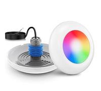 LyLmLe LED Pool Light with External Thread 1 1/2", 15W Screw-in RGB Multicolor Pool Light Synchronous Control, Ø190mm, 12V AC IP68 Waterproof Underwater Lights for Pools SPA, Without Controller Units