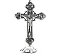 lylqmy Religious Gifts Jesus Christ on Cross Statue Tabletop Crucifix Cross Home Decor (silver)
