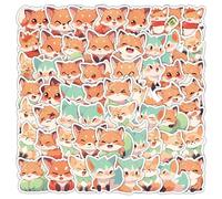 LYLSDSB Fox Stickers 80 Pcs - Funny Cartoon Forest Animal for Laptop, Water Bottle, Scrapbook, Skateboard, Hydro Flask, Bike, Guitar, Car, Phone, Luggage - Waterproof Cool Cute for Teens Kids