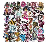 LYLSDSB Monster High Pack of 50 Multi-coloured Cartoon Stickers for Laptop, Car, Skateboard, Motorcycle, Water Bottle, Scrapbook