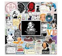 LYLSDSB Shakespeare Stickers Pack of 50 Vinyl Funny Cute Trendy Stickers for Laptop Skateboard Luggage Scrapbook Motorcycle Computer Car Bicycle Waterproof Cartoon Stickers for Adults Teenagers