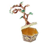 LYLXGHYHP Creative Money Tree Desktop Ornament Storage Case with Lid, Brown | Stylish Metal Desktop Decoration for and Accessories Home Organization Supplies for Small Items