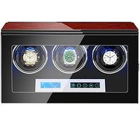 LYLXSF Automatic Watch Winder 3 Watch Winder Box Piano Finish LCD Touch Display Screen Adjustable Watch Pillows Led Illumination Accessories, a,