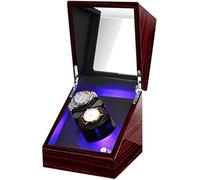 LYLXSF Double Watch Winders Box for Automatic Watches Soft Flexible Watch Pillow Built-in Led Illumination Silent Motor Accessories, Black+Black,