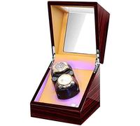 LYLXSF Double Watch Winders Box for Automatic Watches Soft Flexible Watch Pillow Built-in Led Illumination Silent Motor Accessories, Black+Black,