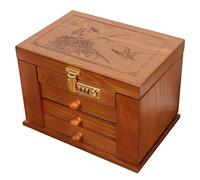 LYLXSF Jewelry Box Jewelry Box Jewelry Storage Box Large Capacity Simple Retro Finishing Box Bringing, Drawer Display Rack Mirror Jewelry Box Organizer (Color : 1, Size : 27x19x23cm) (1 27x19x19cm)