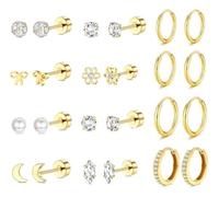LYLYMIMI Gold Flat Back Stud Earrings for Women Hypoallergenic Surgical Stainless Steel Flatback Stud Earring Set