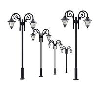 LYM61 5pcs Model Train HO Scale Lamp Post LEDs 1:87 Street Lights 65mm Miniature Double Heads Warm White
