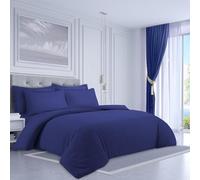 LYMA Bedding Duvet Cover Set Double Plain, OEKO-TEX Certified, Ultra Soft NanoPlush Double Brushed Quick Dry Fabric with Button Closure, Wrinkle Fade Resistant Quilt Cover with Pillowcases (Navy)