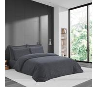 LYMA Bedding Duvet Cover Set King Geometric Embossed, OEKO-TEX Certified, Ultra Soft NanoPlush Double Brushed Quick Dry & Button Closure, Wrinkle Fade Resistant Quilt Cover & Pillowcase (Dark Grey)