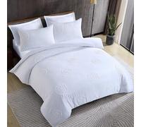 LYMA Bedding Duvet Cover Set King Rose Tufted, OEKO-TEX Certified, Ultra Soft NanoPlush Double Brushed Quick Dry Fabric & Button Closure, Wrinkle Fade Resistant Quilt Cover with Pillowcases (White)