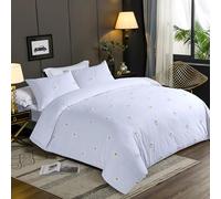 LYMA Bedding Duvet Cover Set Super King Daisy Tufted, OEKO-TEX Certified, Ultra Soft NanoPlush Double Brushed Quick Dry & Button Closure, Wrinkle Fade Resistant Quilt Cover with Pillowcases (White)