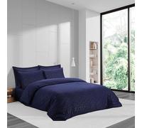 LYMA Bedding Duvet Cover Set Super King Geometric Embossed, OEKO-TEX Certified, Ultra Soft NanoPlush Double Brushed Quick Dry & Button Closure, Wrinkle Fade Resistant Quilt Cover & Pillowcase (Navy)