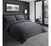 LYMA Bedding Duvet Cover Set Super King Geometric Tufted, OEKO-TEX Certified, Ultra Soft NanoPlush Double Brushed Quick Dry, Button Closure Wrinkle Fade Resistant Quilt Cover & Pillowcases (Dark Grey)