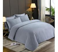 LYMA Bedding Duvet Cover Set Super King Leafs Embossed, OEKO-TEX Certified, Ultra Soft NanoPlush Double Brushed Quick Dry & Button Closure Wrinkle Fade Resistant Quilt Cover & Pillowcase (Light Grey)