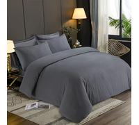 LYMA Bedding Duvet Cover Set Super King Leafs Embossed, OEKO-TEX Certified, Ultra Soft NanoPlush Double Brushed Quick Dry & Button Closure, Wrinkle Fade Resistant Quilt Cover & Pillowcase (Dark Grey)
