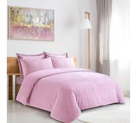 LYMA Bedding Duvet Cover Set Super King Leafs Embossed, OEKO-TEX Certified, Ultra Soft NanoPlush Double Brushed Quick Dry & Button Closure Wrinkle Fade Resistant Quilt Cover & Pillowcase (Light Pink)