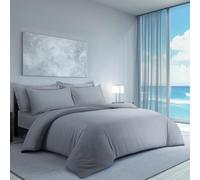 LYMA Bedding Duvet Cover Set Super King Plain, OEKO-TEX Certified, Ultra Soft NanoPlush Double Brushed Quick Dry Fabric Button Closure, Wrinkle Fade Resistant Quilt Cover with Pillowcases (Light Grey)