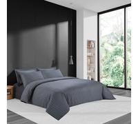 LYMA Bedding Duvet Cover Set Super King Stripes Embossed, OEKO-TEX Certified, Ultra Soft NanoPlush Double Brushed Quick Dry, Button Closure, Wrinkle Fade Resistant Quilt Cover & Pillowcase (Dark Grey)