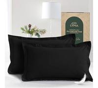 LYMA Bedding Pillow Cases 2 Pack, Ultra Soft Breathable Oxford Cover, OEKO-TEX Certified, Nanoplush Double Brushed Quick Dry Pillowcases, Envelope Closure Wrinkle Fade Resistant 50x75 CM, Black