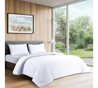 LYMA Complete Bedding Set Double Plain Duvet Cover, Fitted Sheet & 2 Pillow Cases 50x75CM, OEKO-TEX Certified, Ultra Soft NanoPlush Double Brushed, Button Closure, Wrinkle Fade Resistant (White)