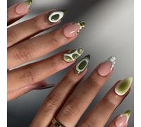 LYMCY Press-on Nails, 3D Refreshing Mint Green False Nails - Summer Breeze Collection False Nails for Women and Girls - Pack of 24