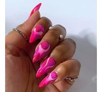LYMCY Press-on Nails - French & Almond Shapes, Wearable Pink Artificial Nails - 24pc Set