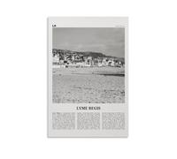 Lyme Regis Black and White Poster Decorative Painting Canvas Wall Art Living Room Poster Bedroom Painting Wall Art Picture Print Modern Family Room Decor 08 x 12 inches (20 x 30 cm)