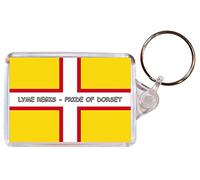Lyme Regis - Pride of Dorset - Double Sided Large Keyring County Flag Souvenir/Gift/Present Name Tag