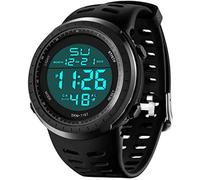 LYMFHCH Men's Digital Watch, Sports Waterproof Military Watches for Men LED Casual Stopwatch Alarm Tactical Army Watch, Black, Digital watch